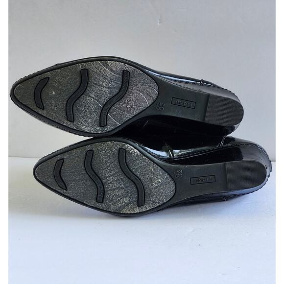 Fioni Quilted Nylon Blk Patent Leather Ankle Wedge Waterproof Boots Sz 8.5 S0024 - Picture 10 of 10